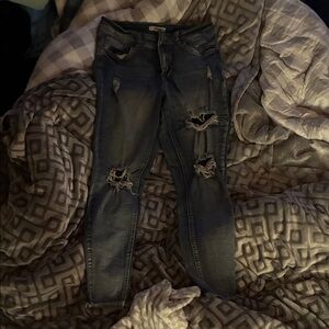Refuge Dark Blue Distressed Skinny Jeans